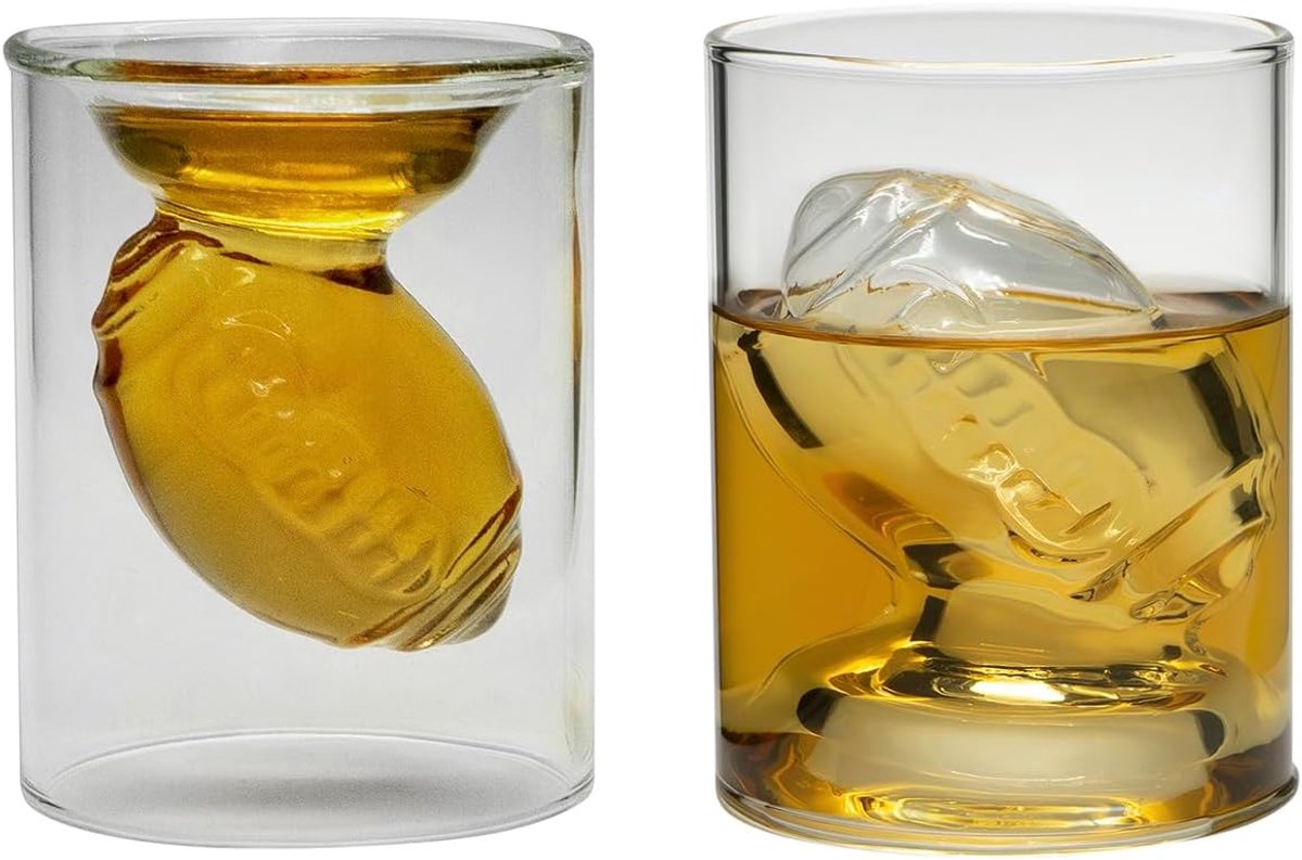 Shotglazen Football 3D set van 2 | borrelglazen | party | feesten | sport | superbowl | footballglas
