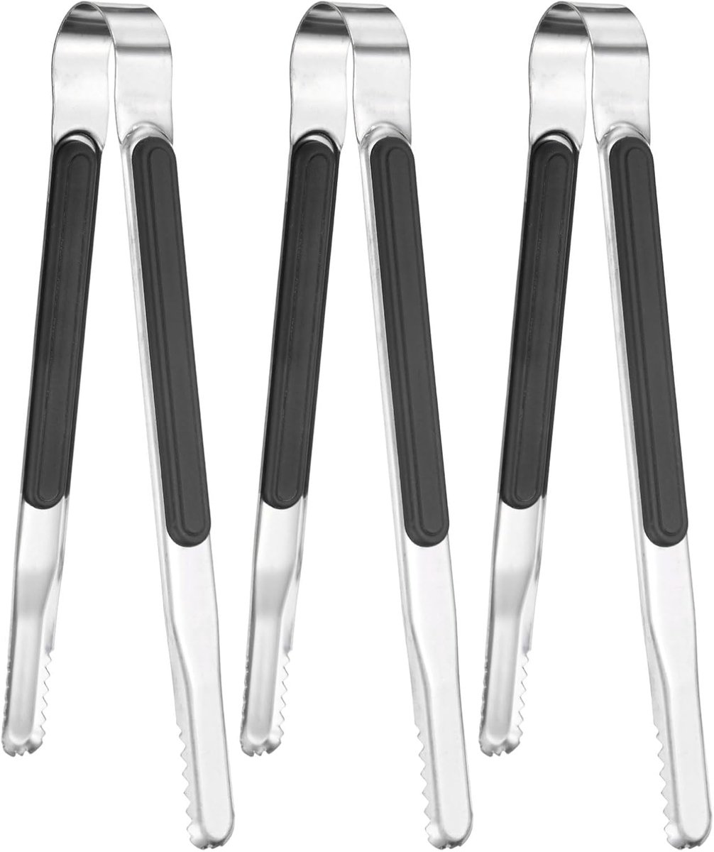 Tangen, 20 cm antislip 410 roestvrijstalen vergrendelingstang voor koken/buffet/buitenbarbecue, Koreaanse BBQ-pincet, metalen klemgereedschap [zwart]