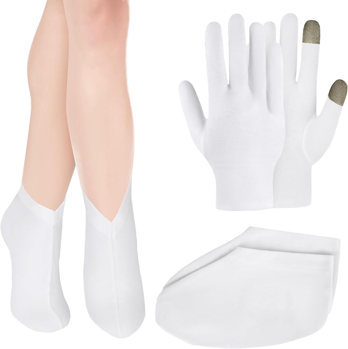 katoenen handschoenen voor eczeem, 1 paar aanraakscherm vochthandschoenen, vochtinbrengende verzorging voor droge handen, handverzorging, overnachtings eczeem handschoenen en sokken voor