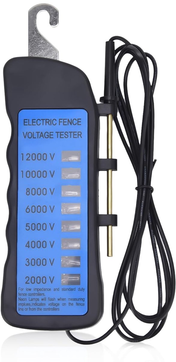 12 kV neon hekspanningstester, 2000 tot 12000 V, 8 neonindicatorlichten, waterbescherming, vinder-testgereedschap voor boerderijen