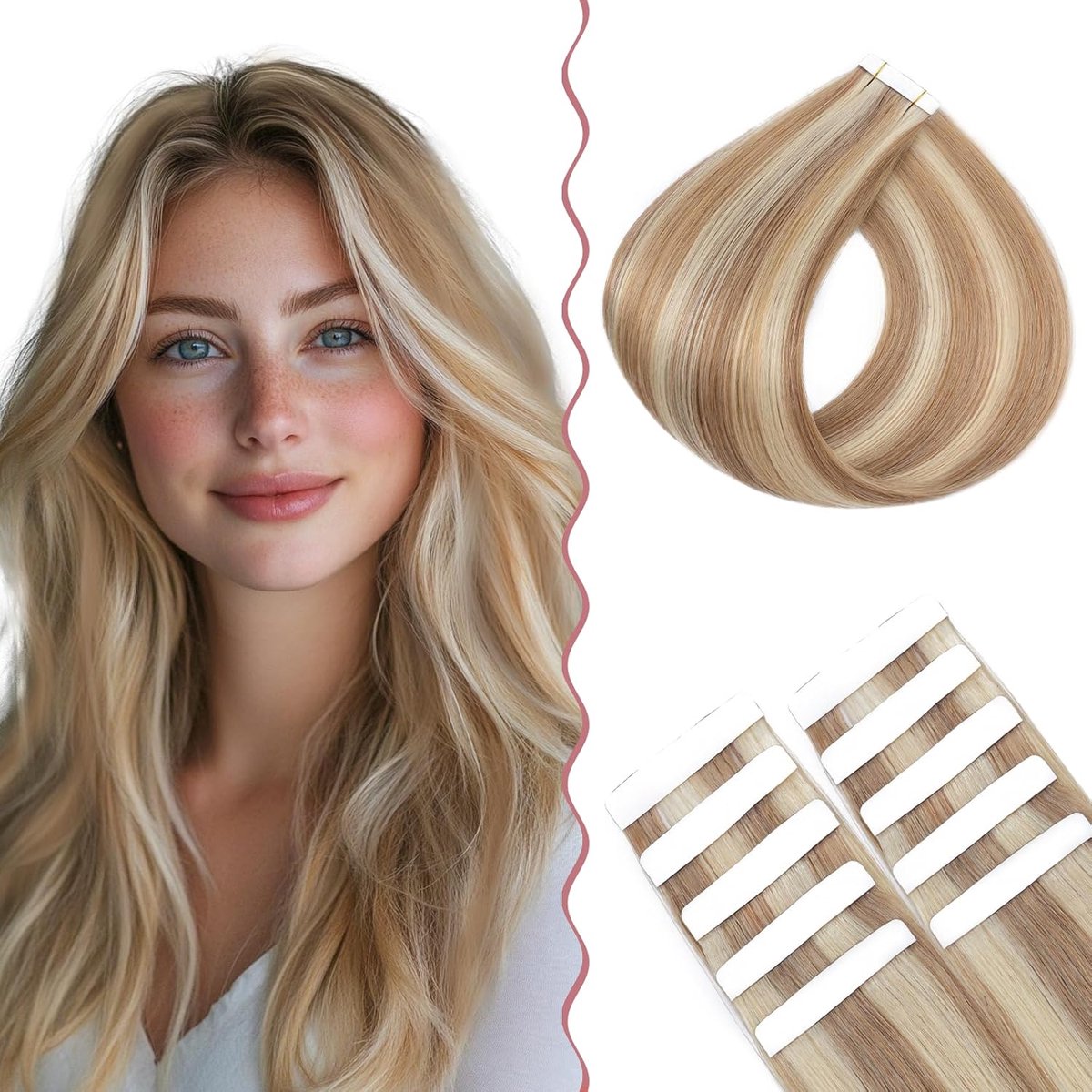 Tape-in extensies, echt haar, 10 stuks, 15 g, tape-in extensies, echt haar, onzichtbare echt haar, tape, gladde haarverlenging voor vrouwen, 30 cm, # 12P613