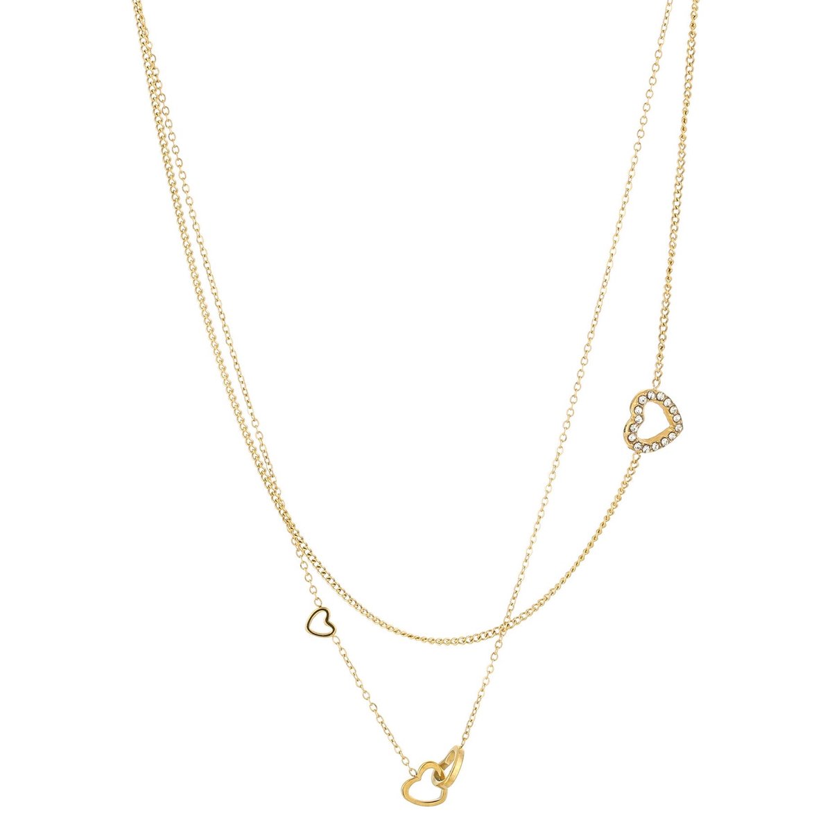 Michelle Bijou Ketting Dubbel Hartjes goud