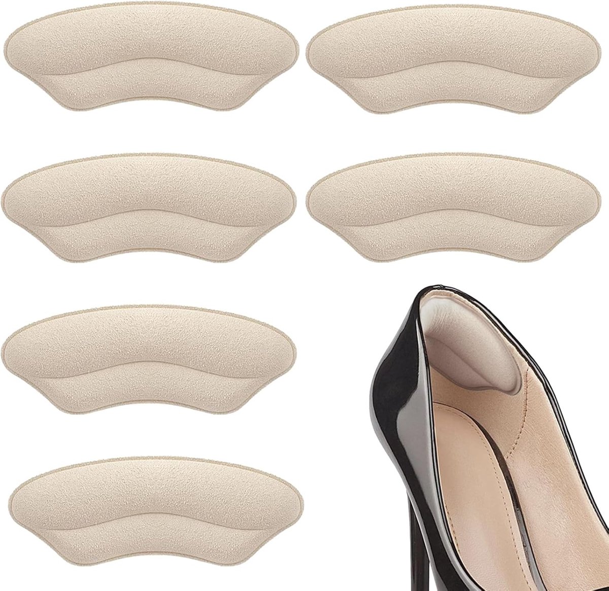 Hielkussen - Beige - 9,5 x 3,5 x 0,5 cm - Zachte Spons met Antislip - Voor Hoge Hakken en Vrijetijdsschoenen