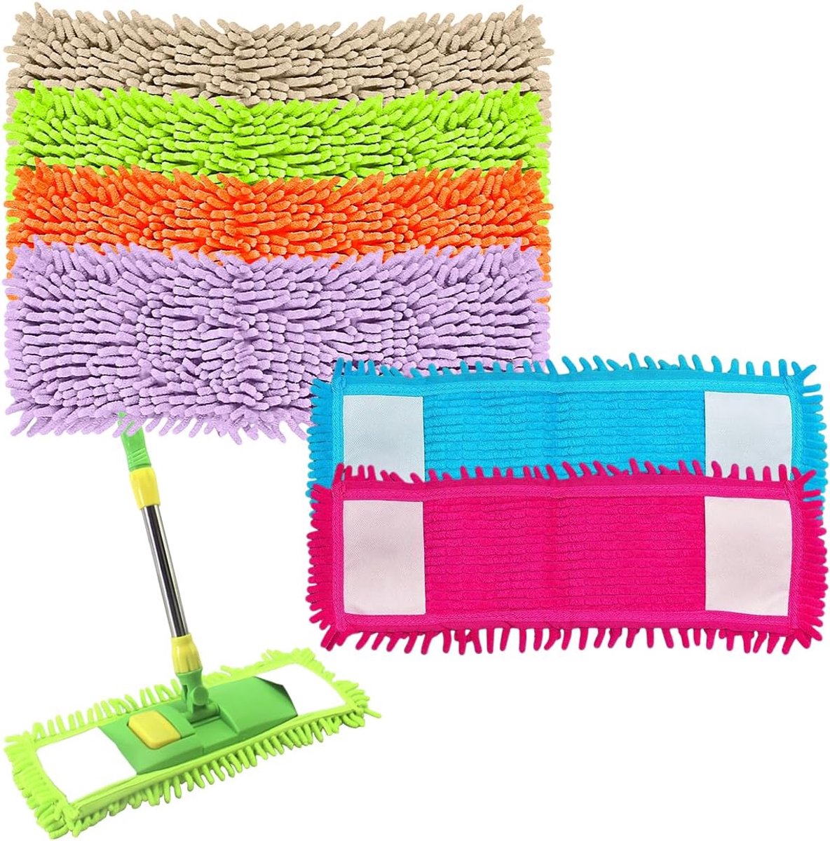 6 stuks microvezel dweilpads, vervangende reinigingspads, mop, 40 x 9,5 cm, microvezel, dweilhoes, wasbare vloerwisser, vervangende overtrek, wissel reinigingspads voor vloerreiniging zoals