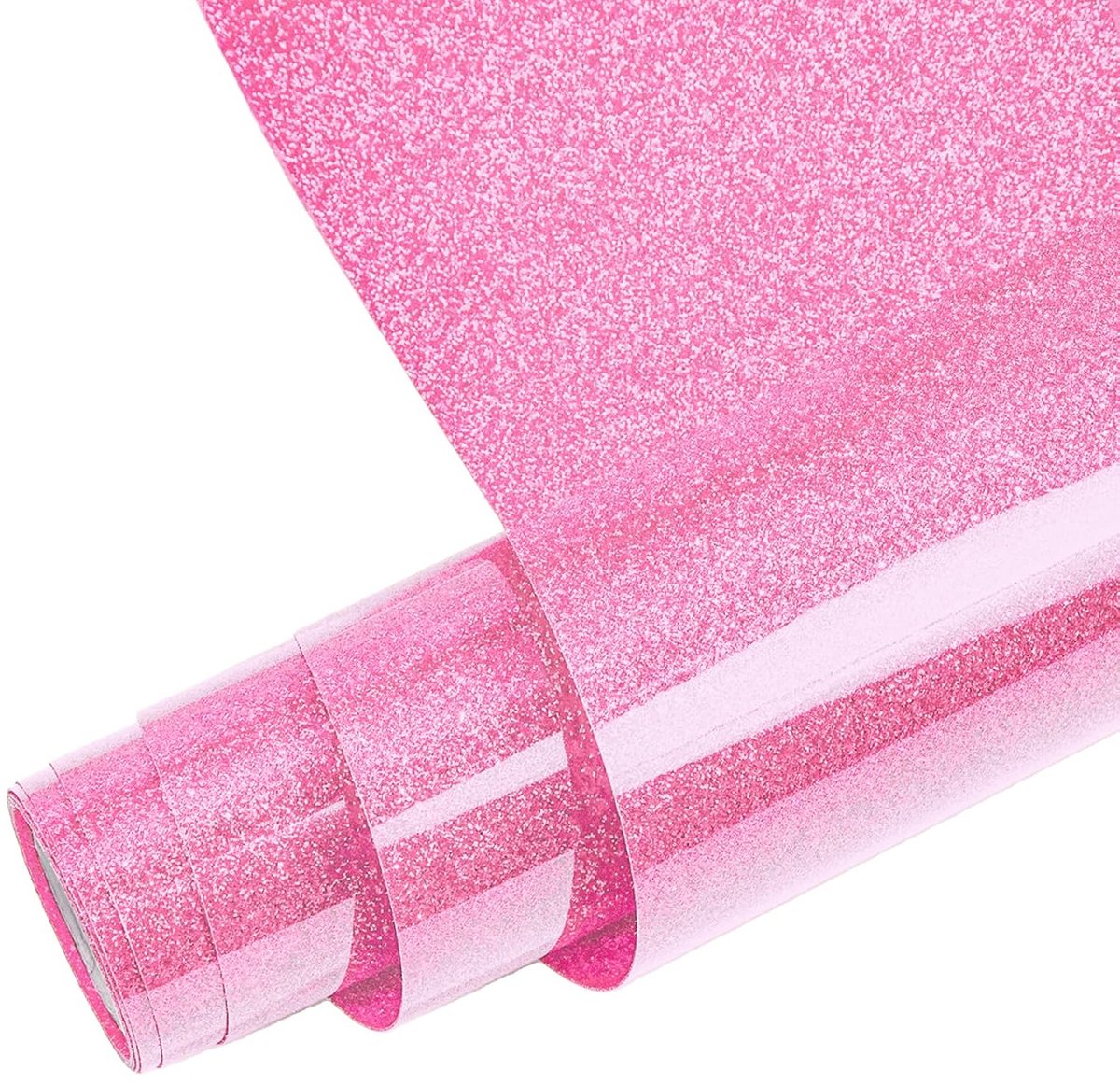 textiel, 30,5 cm x 1,5 m, transferfolie voor textiel voor doe-het-zelf T-shirts (glitter roze — uitsluitend geschikt voor witte textiel)
