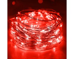 litogo Lichtsnoer op batterijen Timer, 3 m, 30 LED Lichtsnoer Binnen Waterdicht Koperdraad Fairy Lights, Lichtsnoeren op batterijen (AA batterij) voor Feest Kerstmis Bruiloft Decoratie, Rood