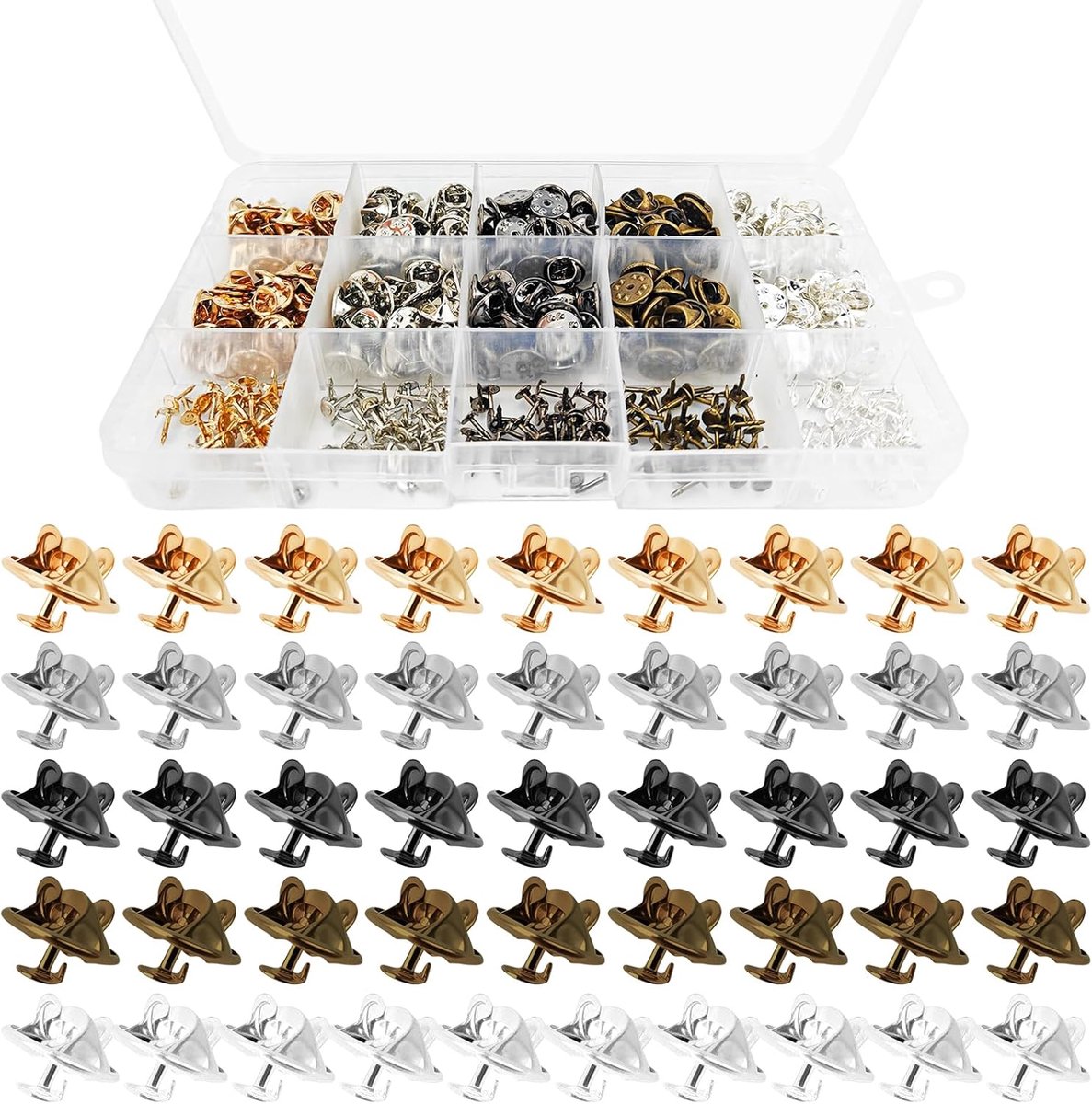 200 paar vlindersluitingen, vlinderkoppeling met lege pins, vlinder, pins, rug, koppeling, naalden, speldjes, vervanging voor handwerk, doe-het-zelf productie (goud, zilver, zwart, brons, wit)