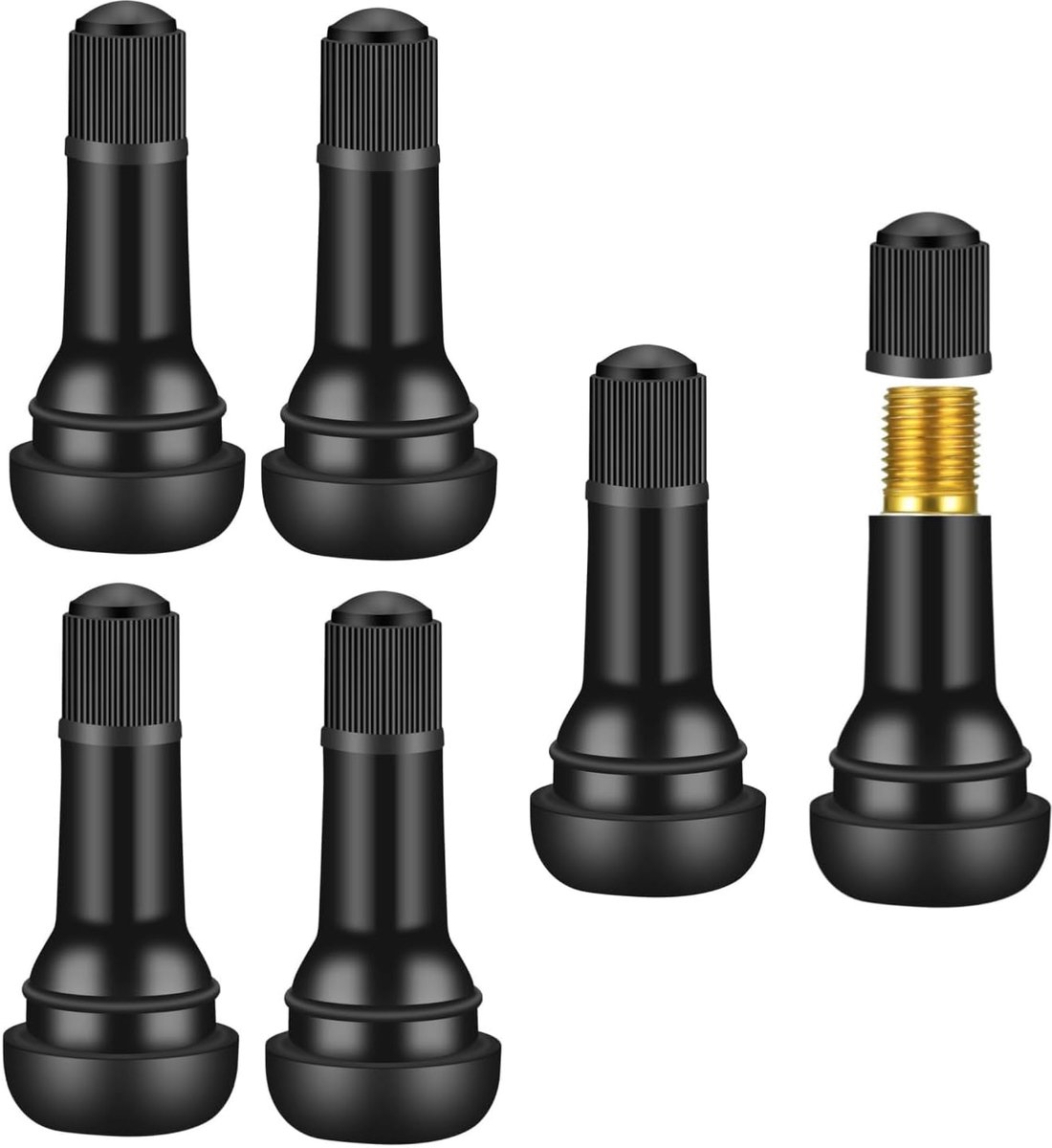 TR413 Rubberen ventielen, 6 stuks, universele rubberen ventielen, snap-in rubberen ventielen, voor de meeste auto's, motorfietsen