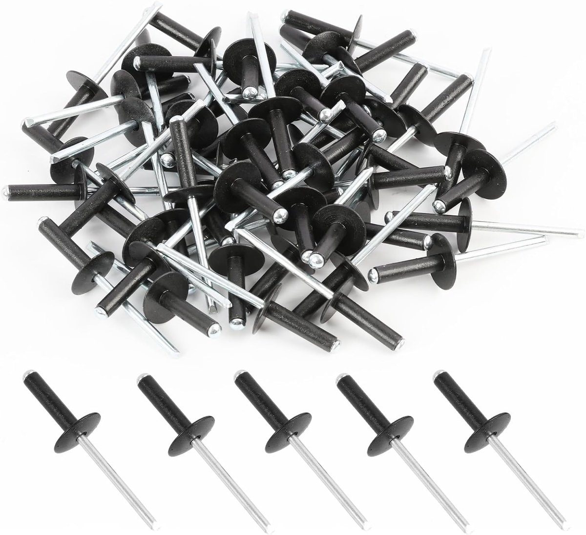 50 stuks aluminium blindklinknagels set, blindklinknagels antraciet, 4 mm x 20 mm, corrosiebestendig en duurzaam, voor bouw, automobiel en meubels, zwart