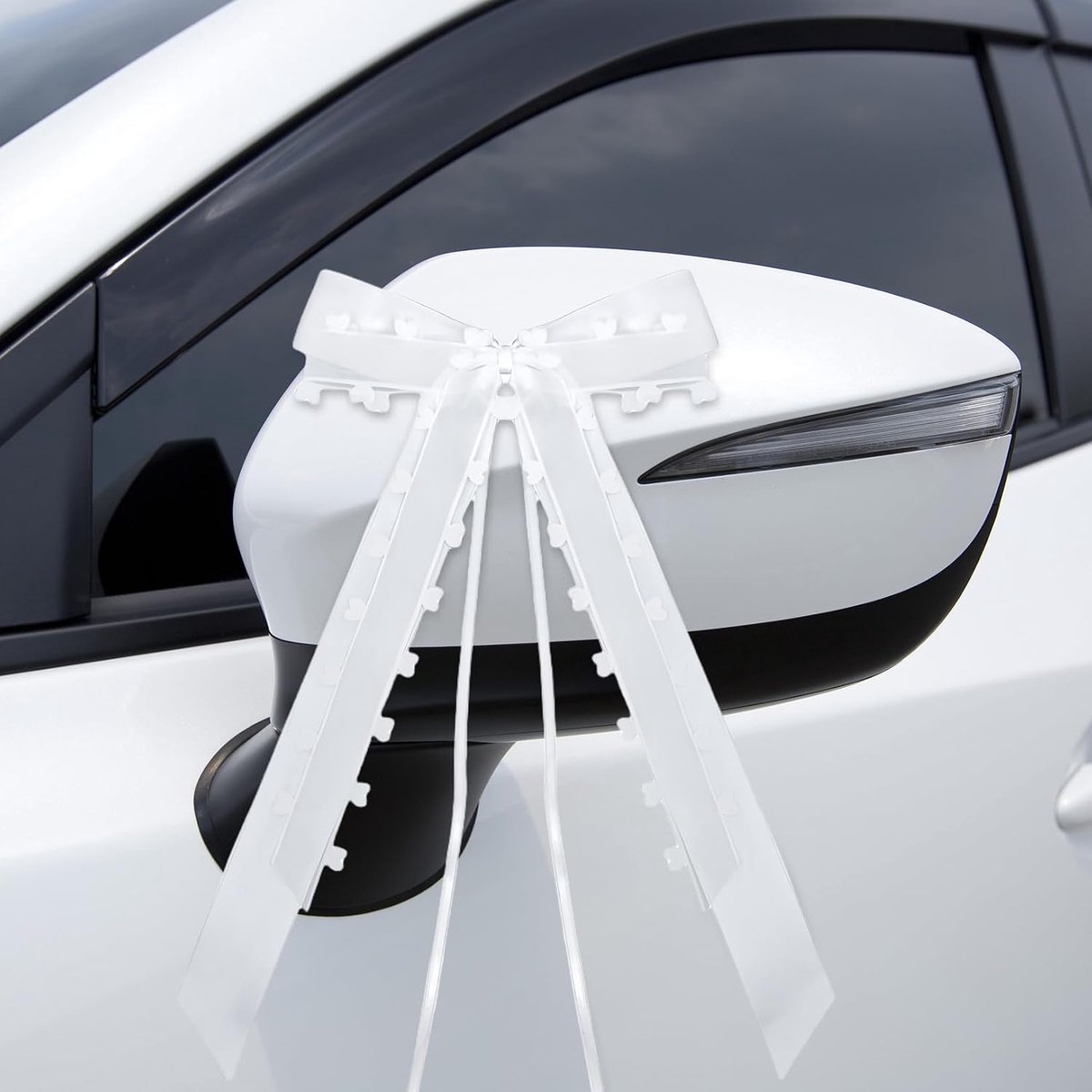 10 stuks decoratie voor auto, bruiloft, grote strik, cadeau, decoratie van strikken, antenne, wit, decoratie, tule, auto's, boeket, decoratie, slaapkamer, feest, satijn, wit, voor klassieke strikken