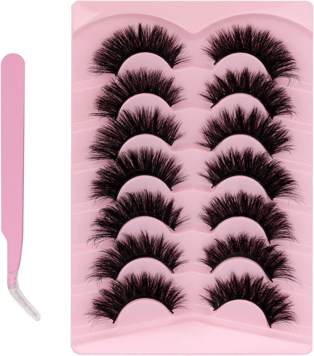 Valse Wimpers, 8-18mm Dikke Nepwimpers van Nerts met Pincet 3D Volume Luchtig Valse Wimperstrip voor Fotoshoots van Beauty- en Make-Upshows