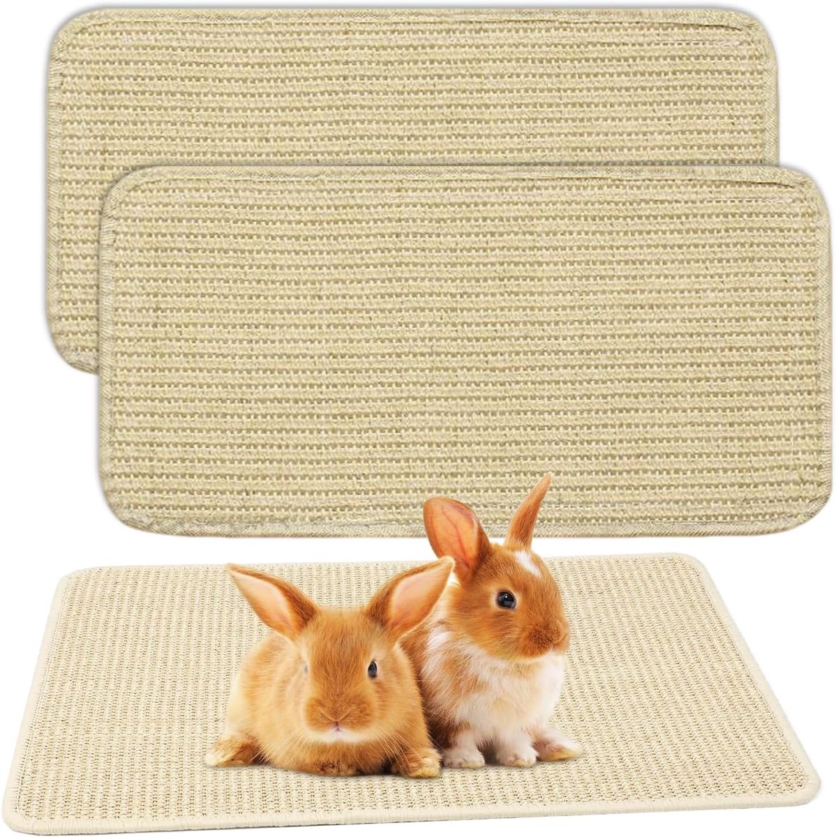 2 stuks natuurlijk sisal 20 x 40 cm mat konijn accessoires zelfklevend speelgoed konijn klittenbandsluiting krabmat kat accessoires voor kleine dieren kauwen slapen nest