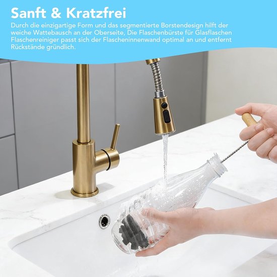 3 Stuks Flessenborstel voor Glazen Flessen, Reinigingsborstel compatibel met SodaStream Glazen Flessen, Krasbestendige Flessenreiniger voor Glazen Karaf, Babyflessen, Drinkflessen — afbeelding 4