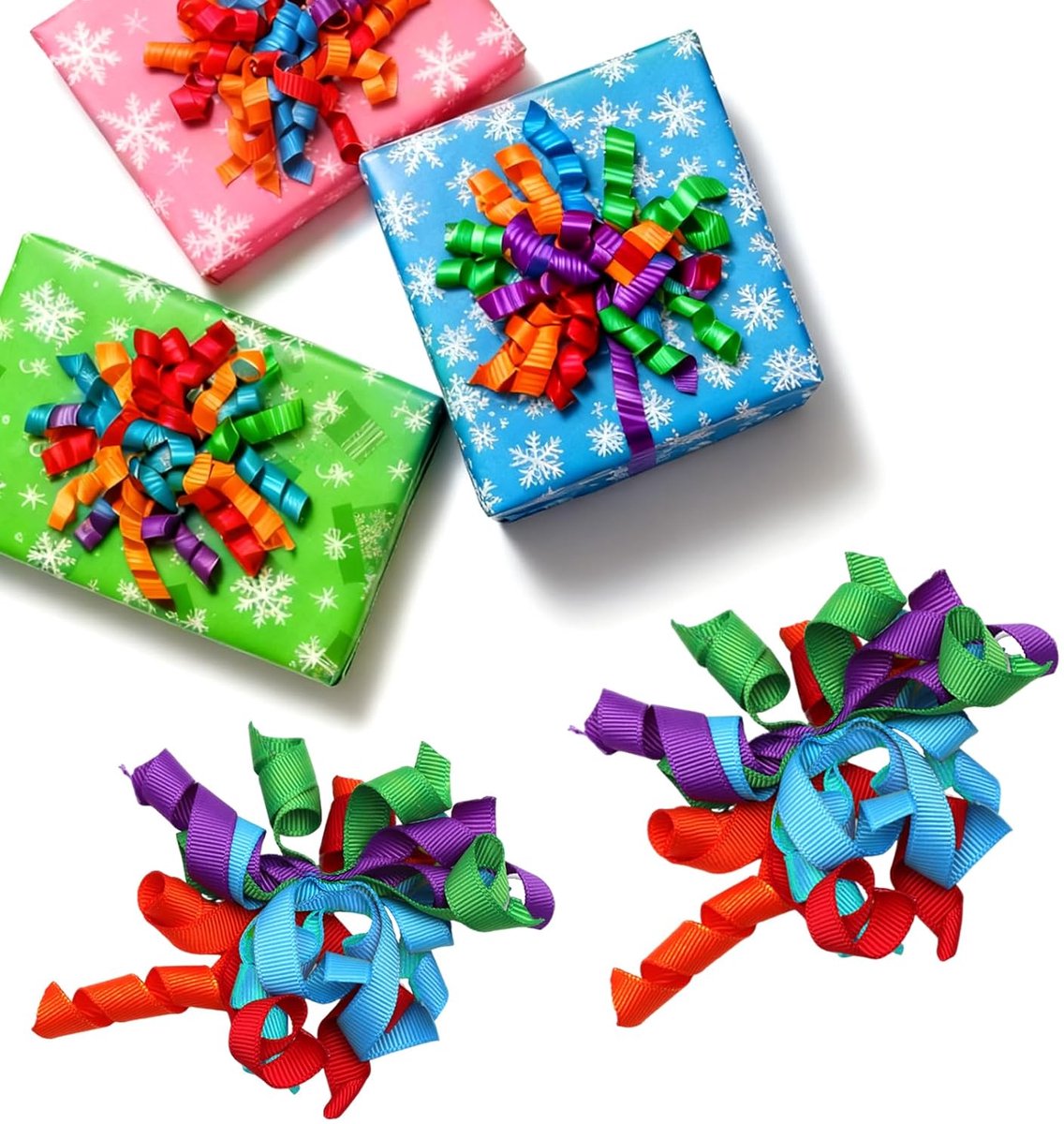 5 stuks kleurrijke cadeaulintenset, gekleurde plooiband, decoratieband voor geschenkverpakking, feest, verjaardag en bruiloftsdecoratie, cadeaudecoratie in rood, groen, blauw, oranje, paars