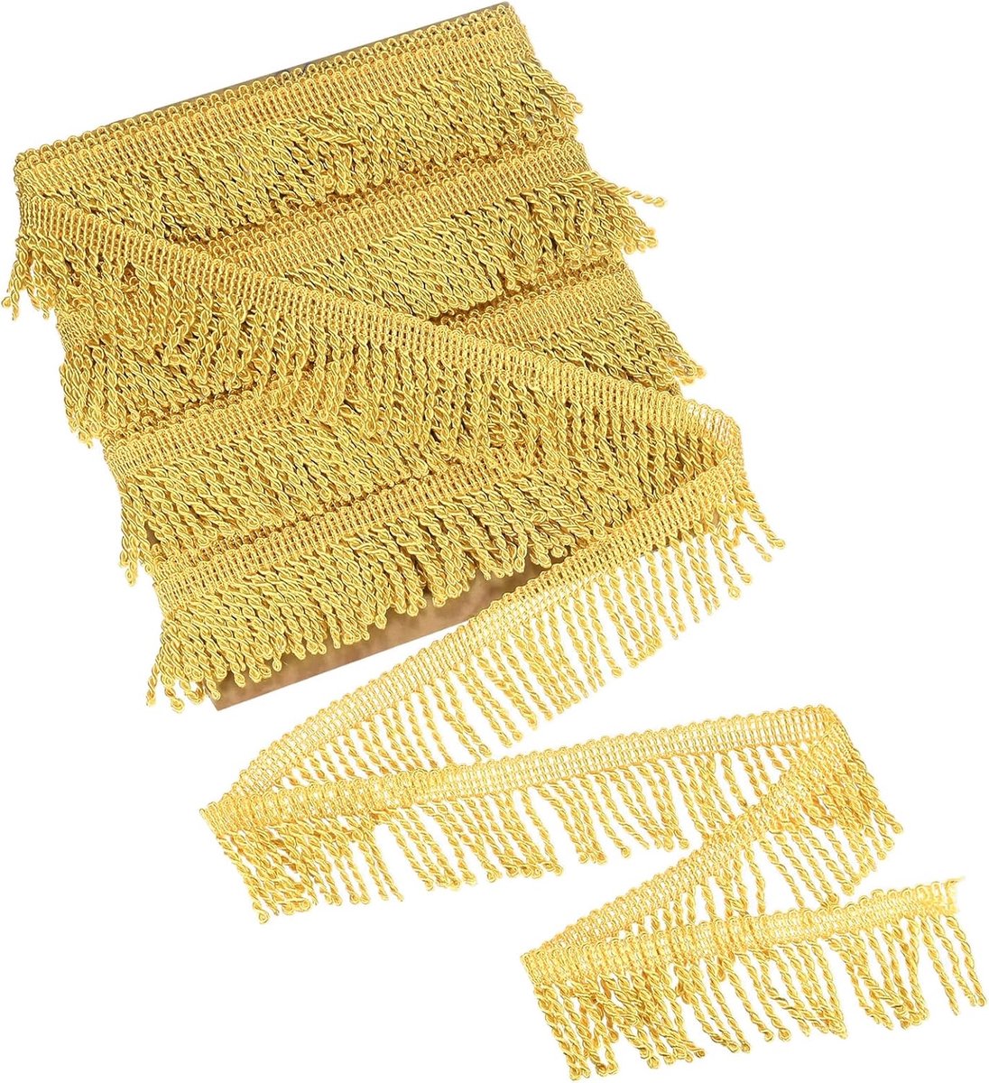METERXITY 10 meter gordijn franjes franjes trim, 5,6 cm breed polyester franje boho kant naaien franje trimmen kwastje franje trim voor tassen/doe-het-zelf decoratie/rok/bank/kleding [goud]
