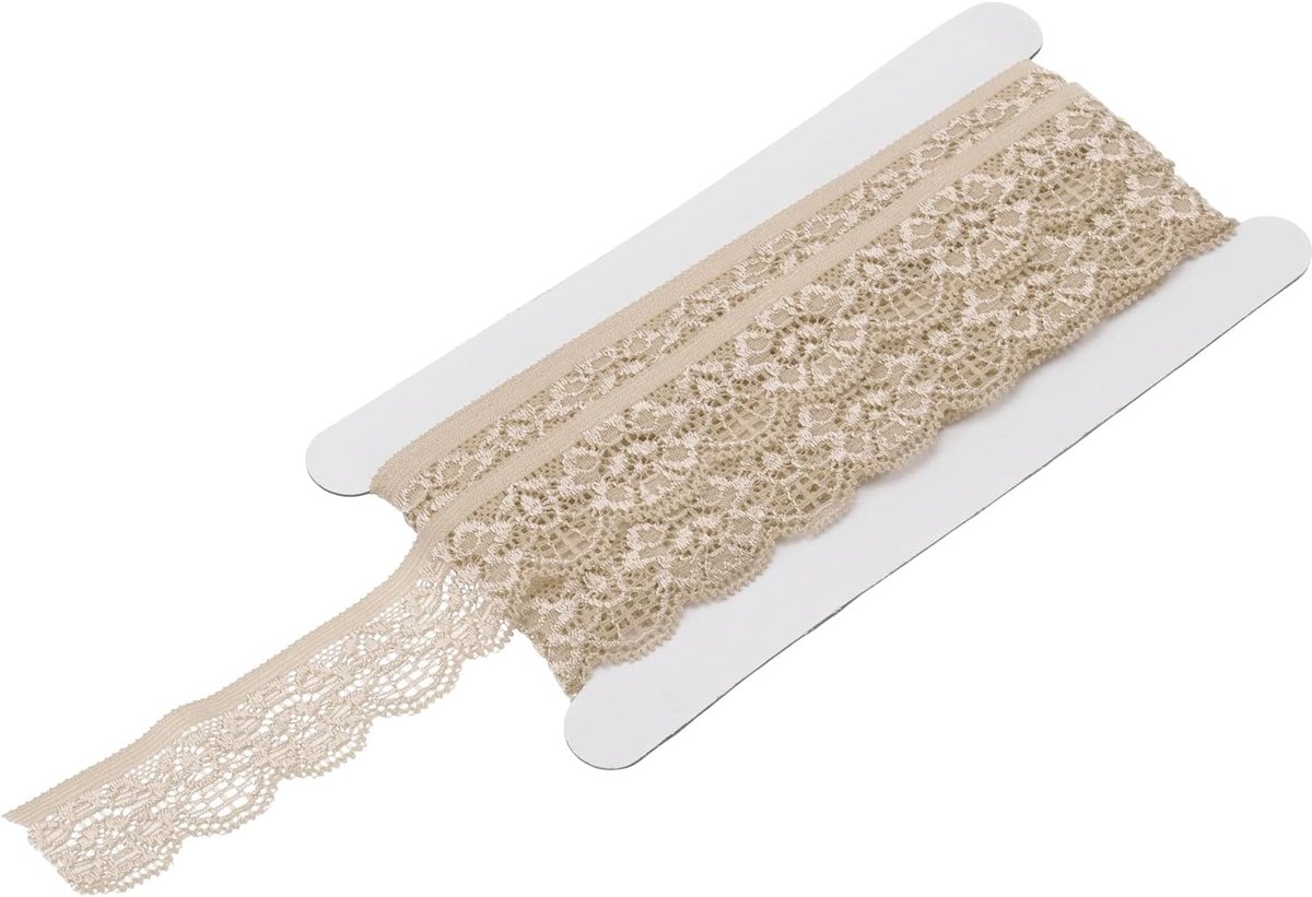 Kanten lint met franjes, vintage, gehaakt kant, 2,5 cm x 5 m, abrikozenkleur, voor doe-het-zelf, scrapbooking, kleding, stof, bruiloftsdecoratie, geschenkverpakking
