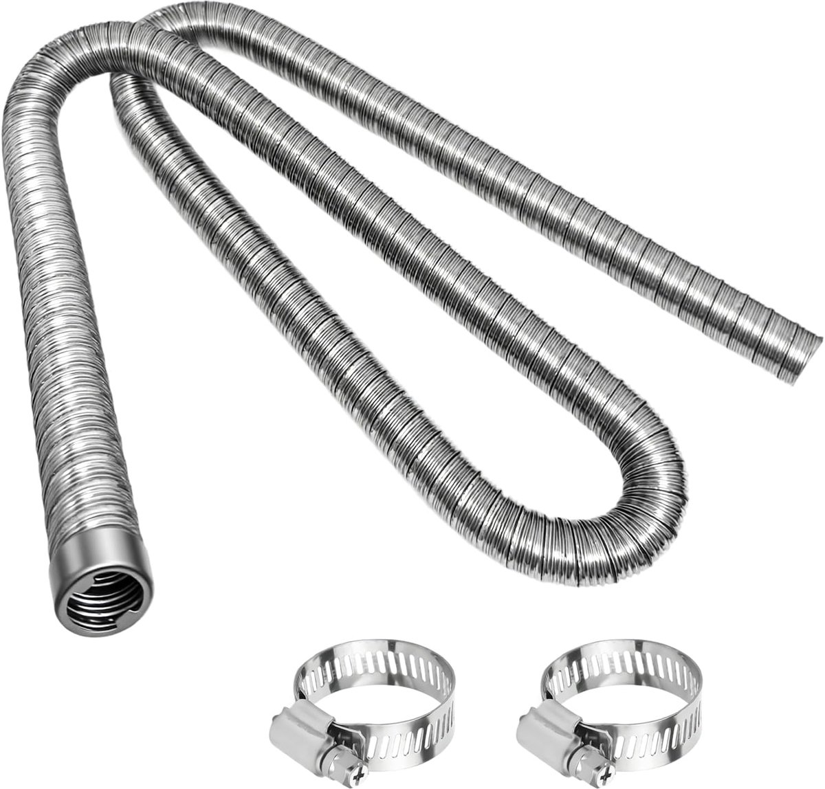 Afvoerbuis voor stroomgenerator 150 cm x 24 mm, auto standkachel uitlaatpijp, uitlaatpijp standkachel, brandstoftank uitlaatpijp met 2 slangklemmen, voor stroomgenerator, brandstoftank