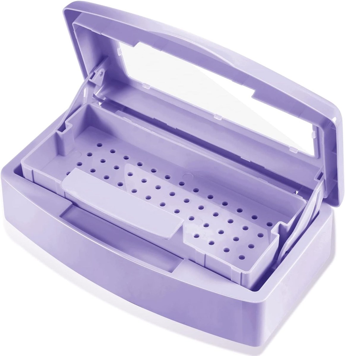 Sterilisatordienblad van kunststof voor manicure-gereedschappen, desinfectiebox zonder stroom, voor pincetten, verlengingen en nagelaccessoires, voor schoonheidssalons (paars)