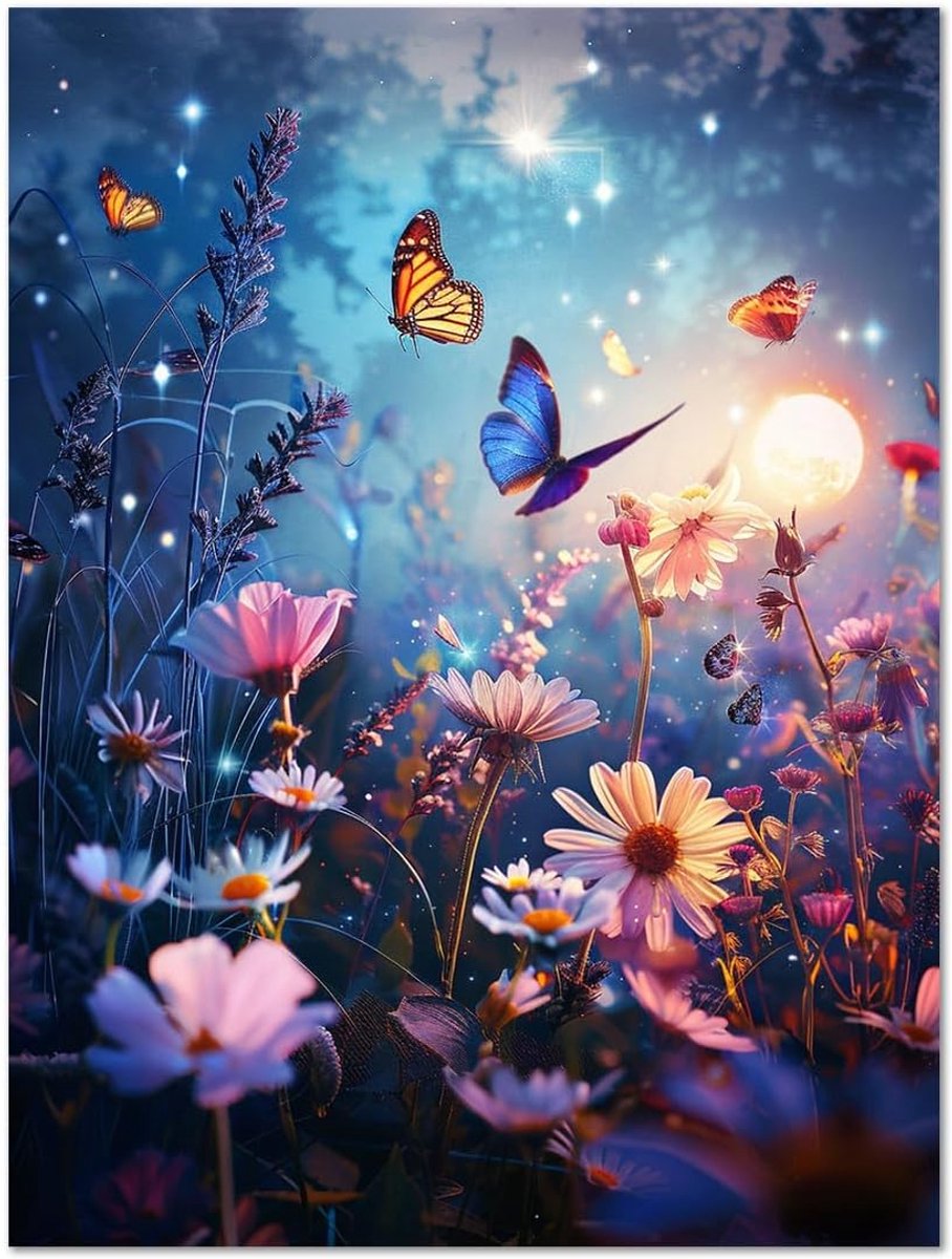 Diamond Painting voor volwassenen, 30 x 40 cm, diamantschilderij, parel, natuur en bloemen, creatieve set DIY Diamond Painting, vierkante puzzel, ontspanning en creatieve hobby volwassenen