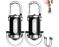 2 stuks 1200LM superheldere mini-sleutelhanger, zaklamp, led, oplaadbaar | Superheldere mini-led-zaklamp, waterdicht, voor huishouden, auto, outdoorwerk, reizen, kamperen