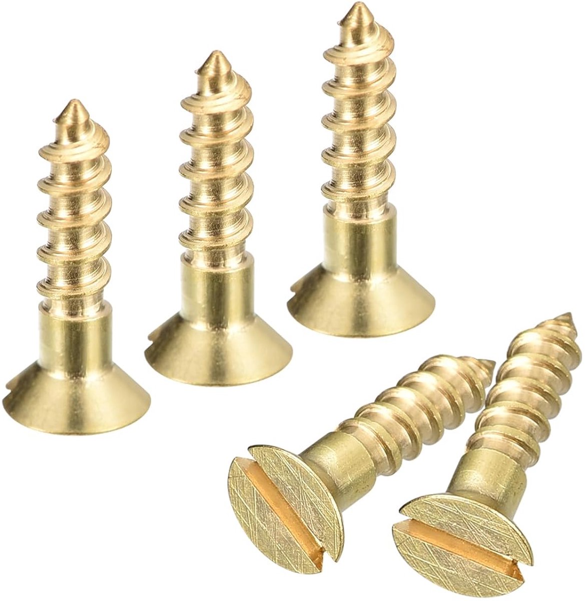 Houtschroeven, 45 stuks M3 x 12 mm sleufaandrijving, verzonken kop, zelftappende schroef, verzonken kop voor houtbewerking en meubels