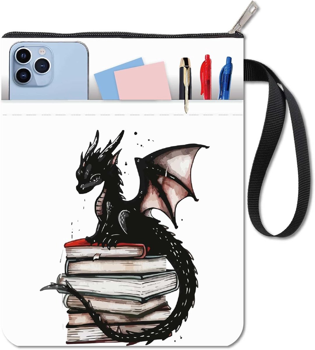 Dragon Book Covers Pocket Book Protector Wasbare Stof Boek Cover met Rits en Extra Pocket voor Boekliefhebbers Geschenken voor Klasgenoten