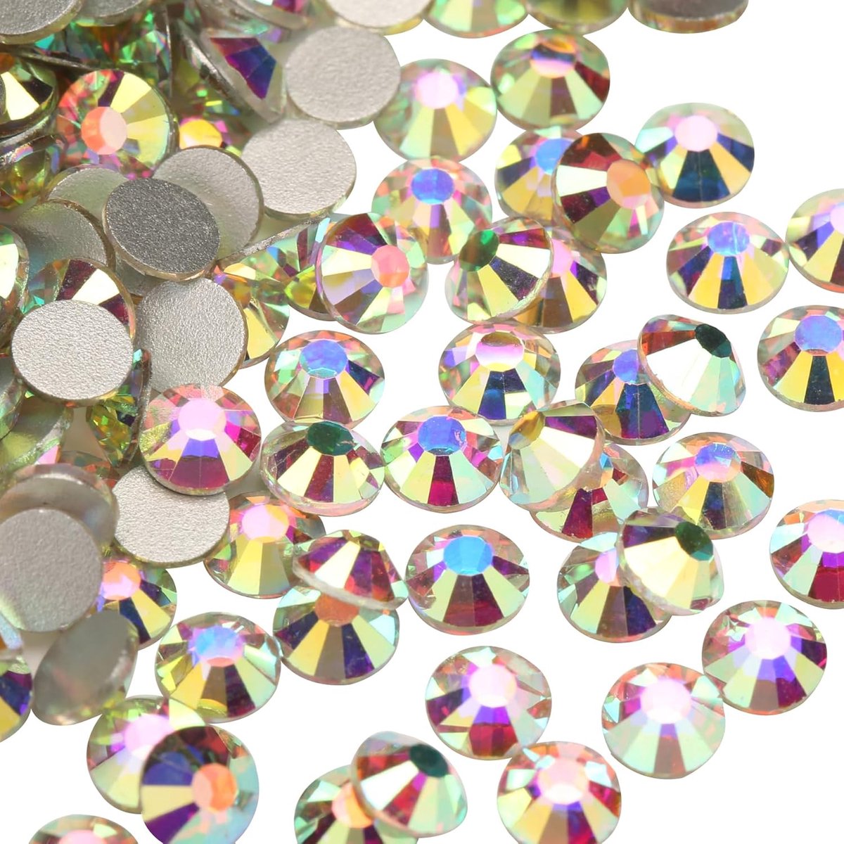 platte achterkant strass niet-hotfix glazen edelstenen voor nail art, kleding, telefoonhoesjes, schoenen en doe-het-zelf ambachten 8,4 mm, SS40/144 stuks, Crystal AB