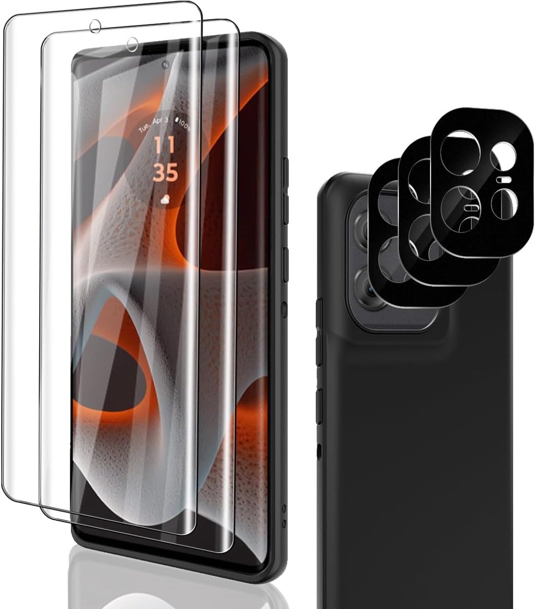 5 stuks, gehard glas voor Moto Edge 50 Pro, schermbescherming 2 stuks en achtercamerabescherming 3 stuks, 9H hardheid, zonder luchtbellen, krasbestendig schermbeschermfolie voor Moto Edge 50