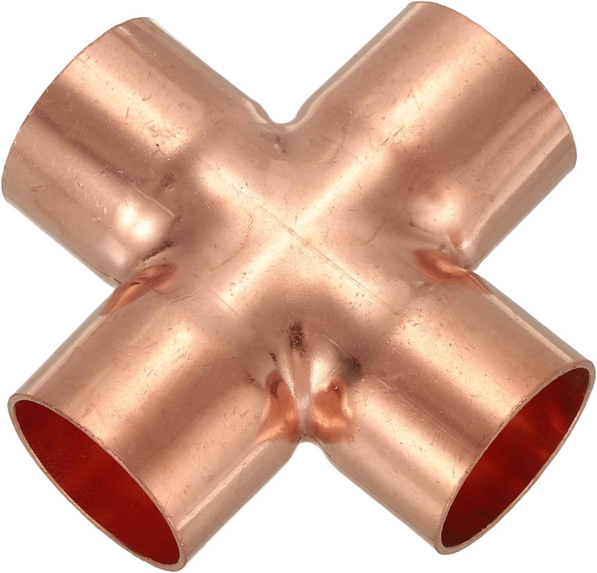 1-1/8 "(28,6 mm) Koper Kruis Pijp Montage, 4 Manier Lassen Koperen End Feed Gelijke Pijp Connector Voor Sanitair Airconditioning Koeling