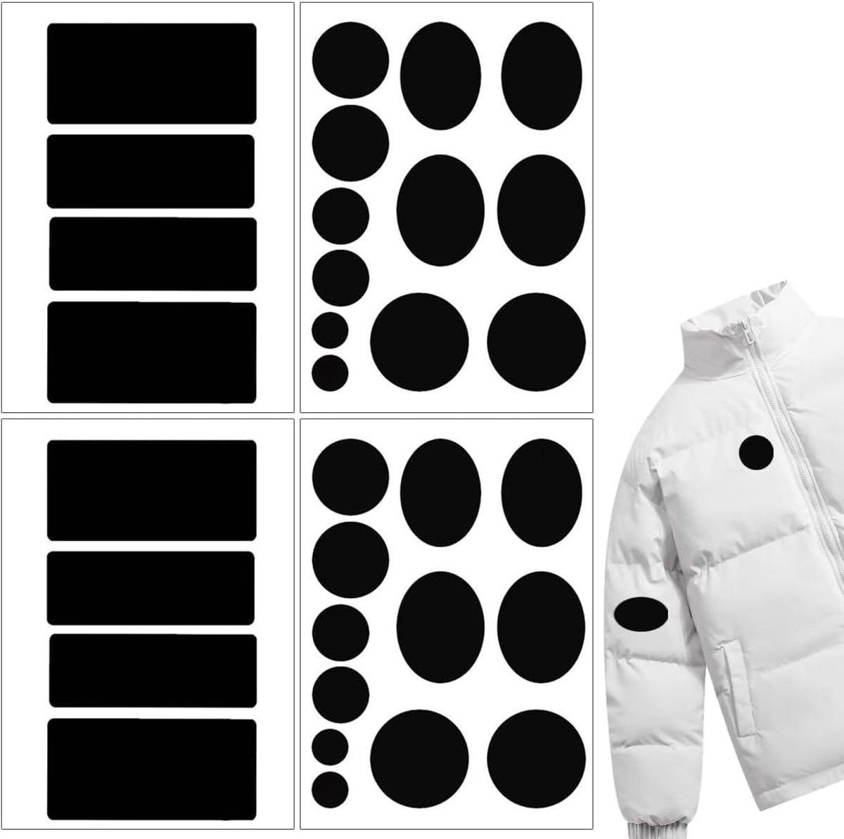 Reparatiepatches voor donsjacks, 2 maten, zelfklevende en waterdichte patches van nylon voor kleding, tenten en rugzakken