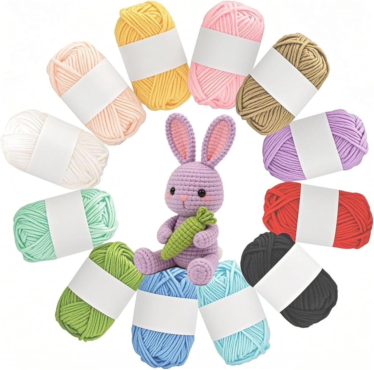 25 g/stuks wol katoen Quick Mini Basic Shades set, babywol om te breien, zacht, 12 verschillende kleuren, voor haken, breien en handwerk, geschikt voor beginners en haakliefhebbers