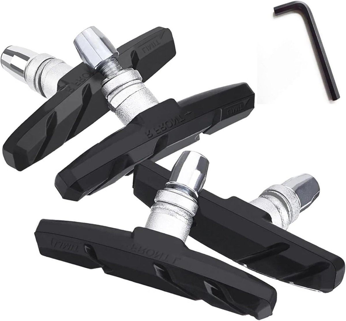2 paar fietsremblokken met installatiegereedschap, remschoenen fiets 70 mm V-rem voor fietsremklauwen voor mountainbikes en stadsfietsen