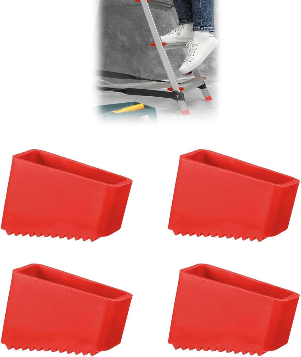 4 stuks 50 X 20 mm laddervoeten, beschermkap laddervoet, beschermkapjes voor ladders, rubberen voeten voor ladders, antislip laddervoetbescherming, laddervoeten, universele laddervoetbescherming voor