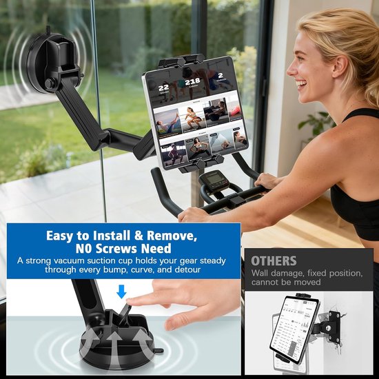 Tablethouder voor Auto, iPadhouder Vrachtwagen, Heavy Duty tablethouder Super Zuignap, 360° Draaibare Dashboard Voorruit iPadhouder voor iPad Pro/Air/Mini 4.7-13.5"Tablets Mobiele Telefoons — afbeelding 4