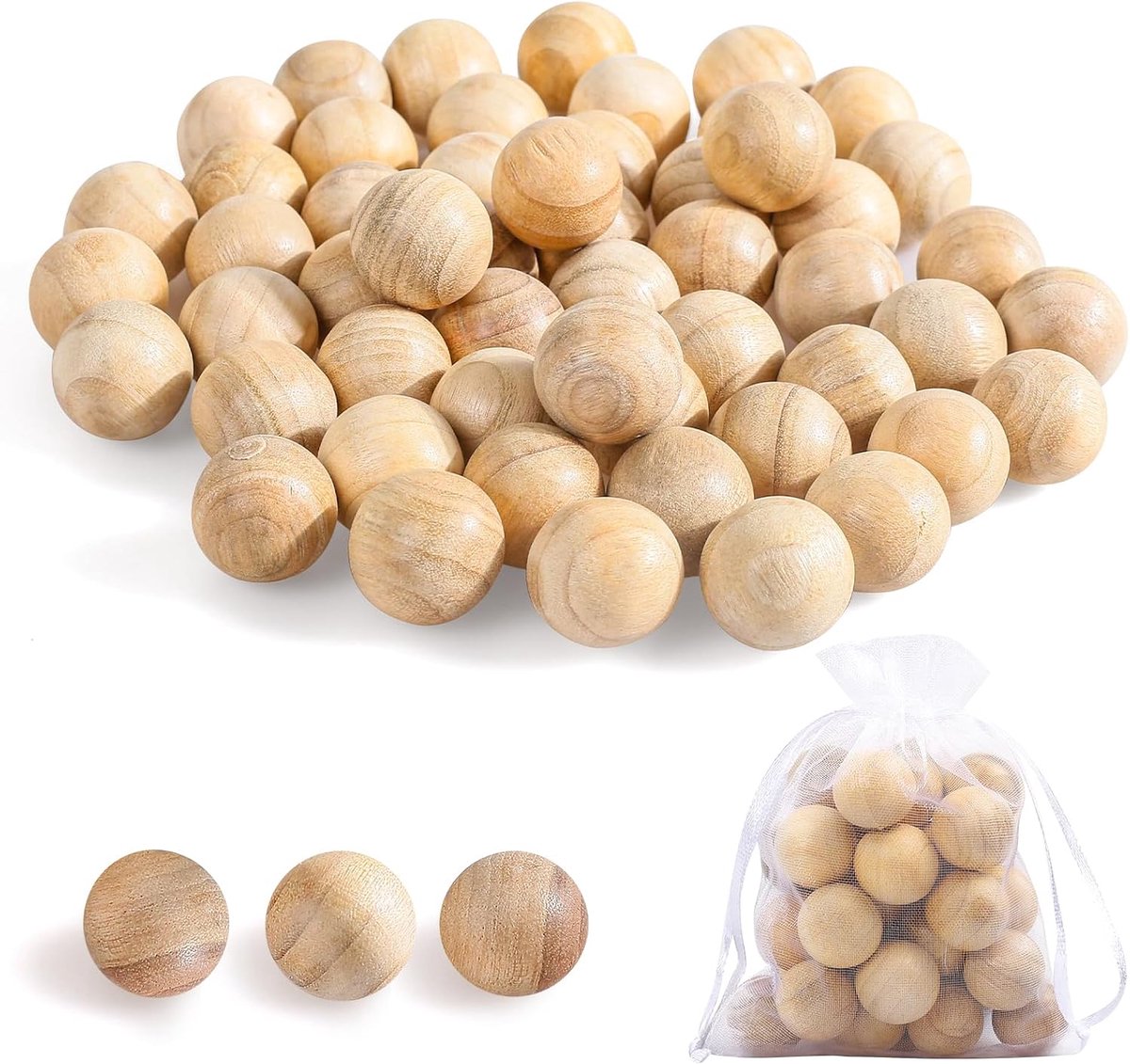 50 stuks mottenbescherming mottenafweer mottenballen van cederhout geurballen mottenstop voor kledingkast tegen motten (2.5cm)