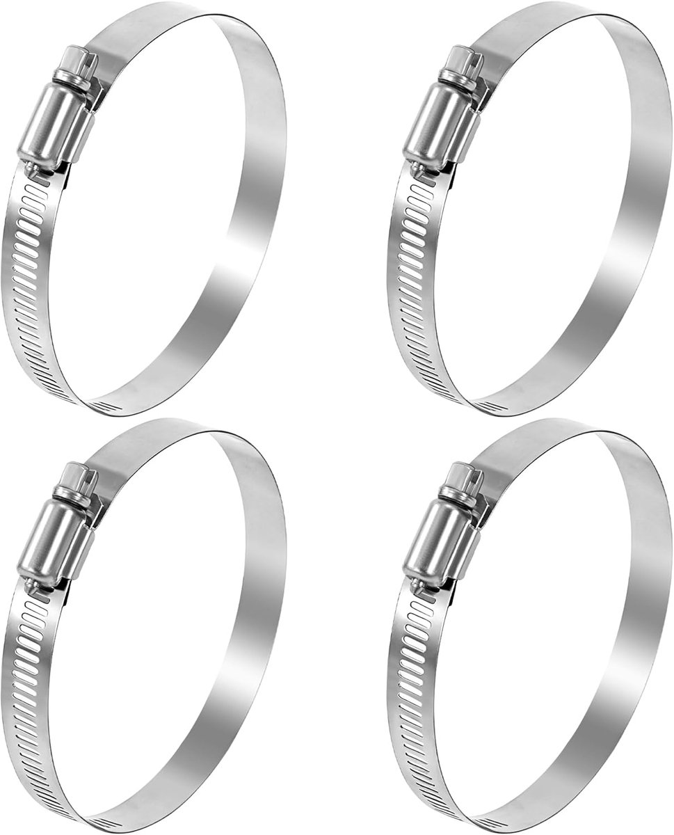 40-63 mm slangklemmen van roestvrij staal, 304, verstelbaar, voor tuinslang, auto, wasmachine, 4 stuks