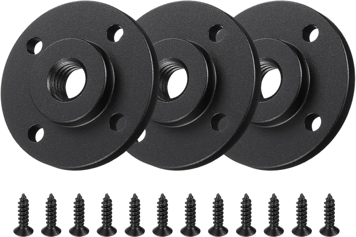 3/8"-16 vrouwelijke draad microfoon flensmontage, 3 stuks desktop zwanenhals tafelmontage basis met ronde kopschroef voor zwanenhals slangadapter, zwart