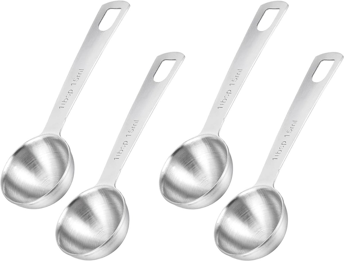 4 stuks maatlepelset, 15 ml mini-maatlepels, koffielepel, portioneerder, roestvrijstalen kruidenlepel, kruidenlepel, geschikt voor bakken en koken in de keuken thuis