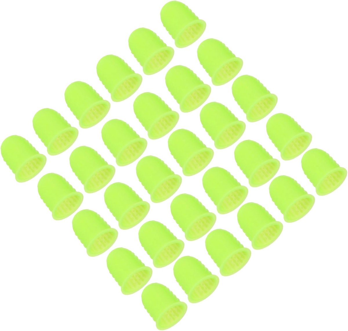 Rubberen vingertoppen, 30 stuks siliconen duimvingertopbescherming, vingerbedjes, beschermpads, vingerhoedjes, handvatten voor kantoor, tellen, naaien, grasgroen, medium formaat