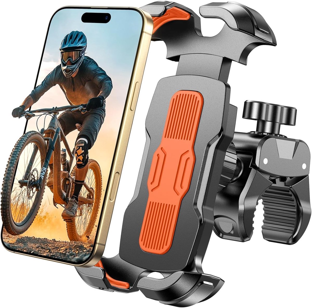 Telefoonhouder voor fiets, snelsluiting en 360° draaiing, telefoonhouder voor motorfiets, veilig slot, voor 4,7"-6,9" telefoons, universele telefoonhouder voor fiets/bromfiets/scooter