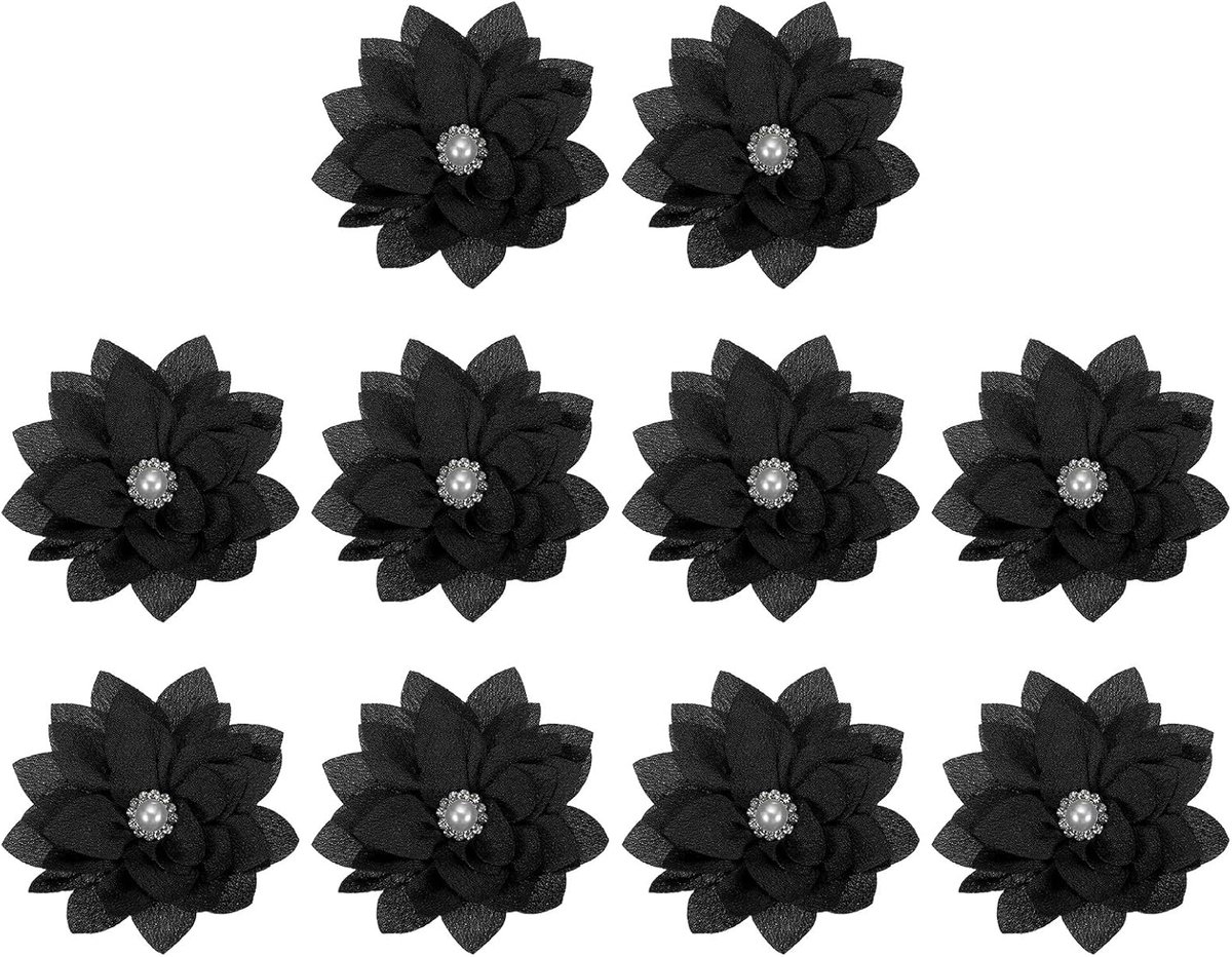 Broches bloemen, 10 stuks stoffen bloemen voor broche pin naaien stof applicaties hoofdband versieringen met een parel voor doe-het-zelf ambachtelijke bruiloft decor, Materiaal