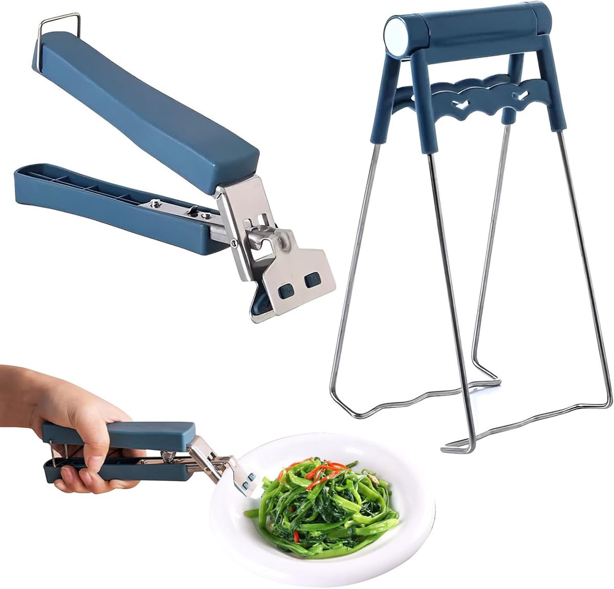 Schaalgreep Grijptang Roestvrij Staal Keukenset 1x Retriever Tongs 1x Anti-Hete Tongs Met Antislip Siliconen Handvat Luchtfriteuse Tongs