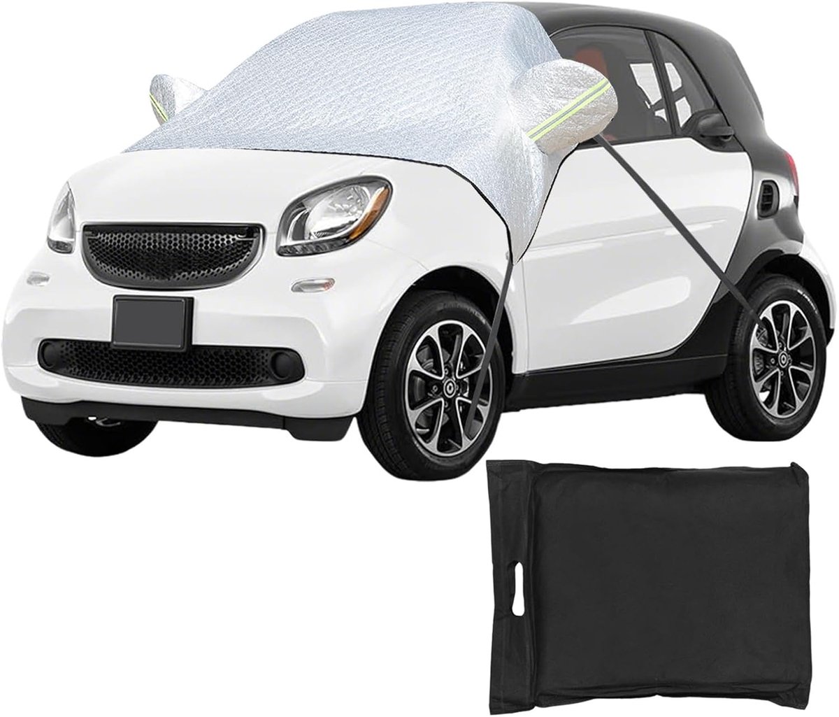 Voorruitafdekking voor Smart Fortwo 2006-2025, voorruitafdekking, verdikt, met riemen en reflecterende strepen, winterafdekking, vorst, regen, zon, sneeuw, stof, bescherming, thermische matten