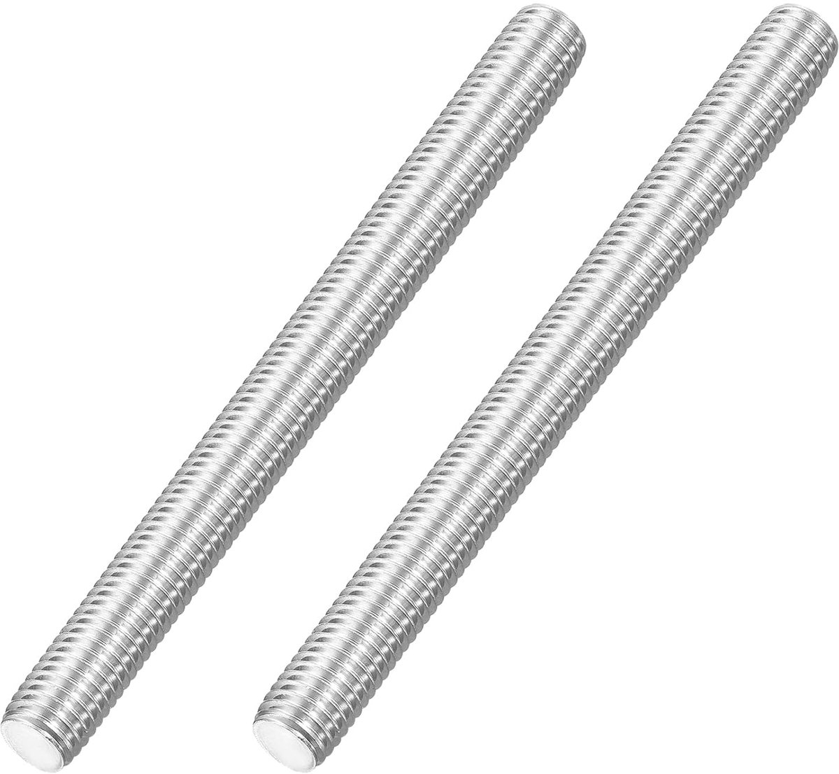 Schroefdraadstang compleet M12 x 130 mm, 2 stuks lange schroef van roestvrij staal 316, schroefdraadhelling 1,75 mm, rechtse schroefdraad voor meubelmontage, bevestiging