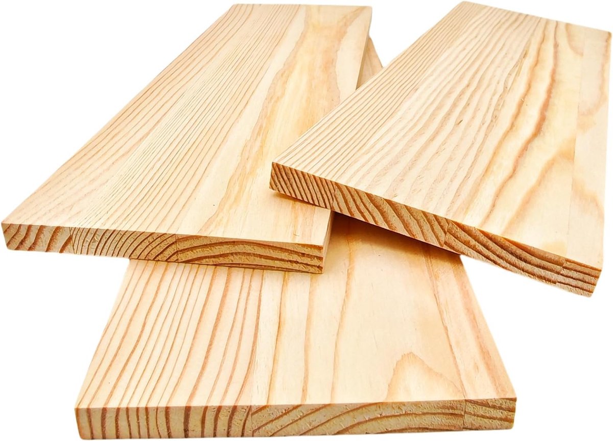 3 stuks rechthoekige houten planken om te knutselen, 30 x 10 x 1 cm, blokken van onbehandeld hout voor snijden, beschilderen en branden