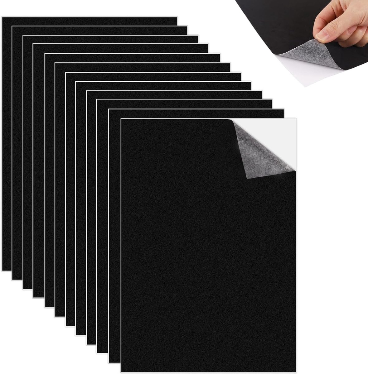 12 stuks zelfklevende Schuimpanelen Zwart, 300x210x1mm schuimrubber zelfklevende platen, Antislipschuimmatten, Zwarte EVA Schuimrubberpanelen voor Meubels, Fotolijsten, Plakboeken