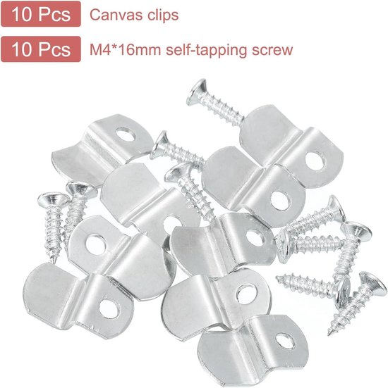 10 stuks 1/4" offset canvas clips, fotolijst, spiegelclips, Z-vorm, canvas schilderijmontage, clips met 1 montagegat met schroeven, zilver — afbeelding 2