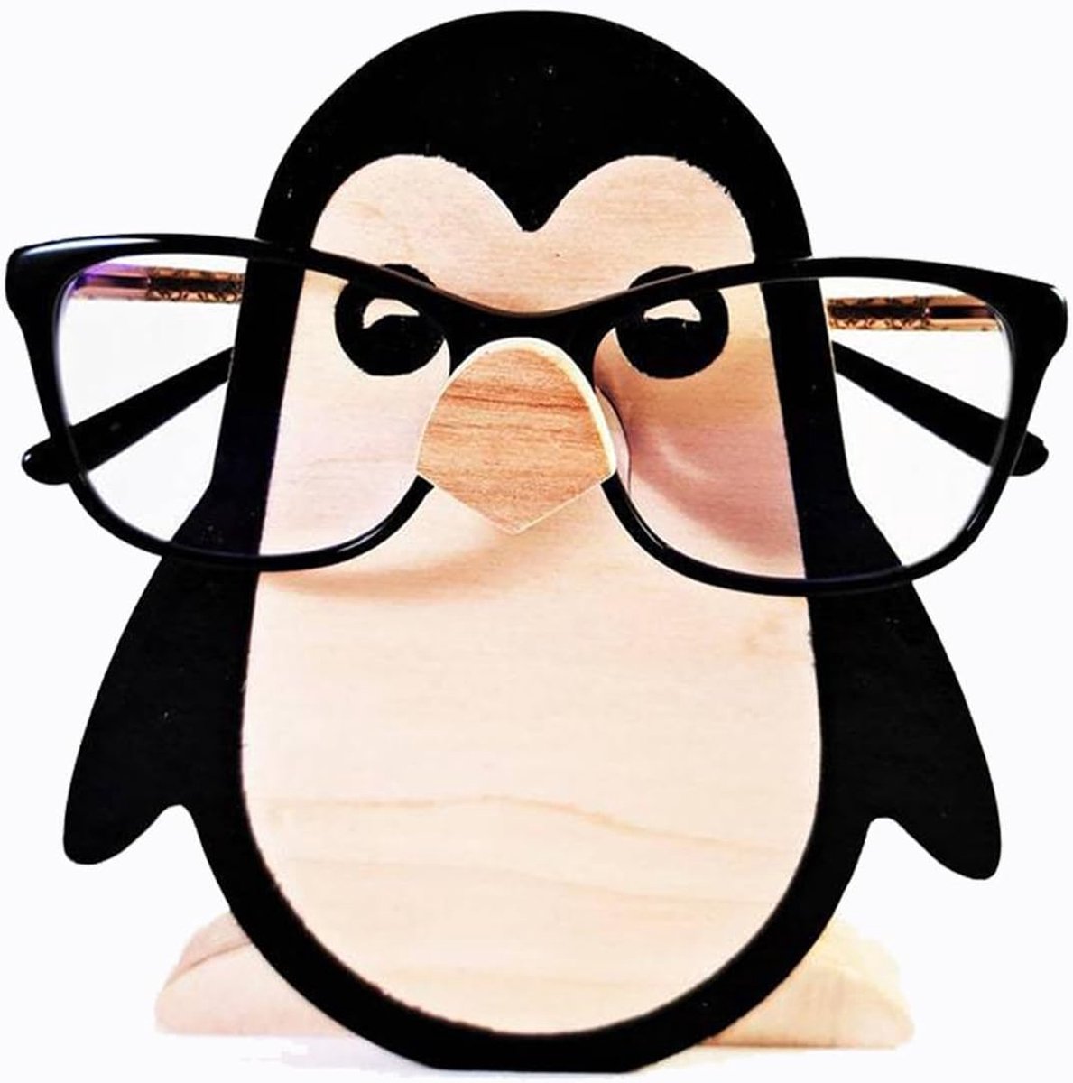 brillenstandaard met dierenmotieven, dierenvorm brillenpresentatiestandaard, pinguïn brillenhouder van hout, voor bureau, slaapkamer, kantoor, desktopdecoratie (pinguïn)