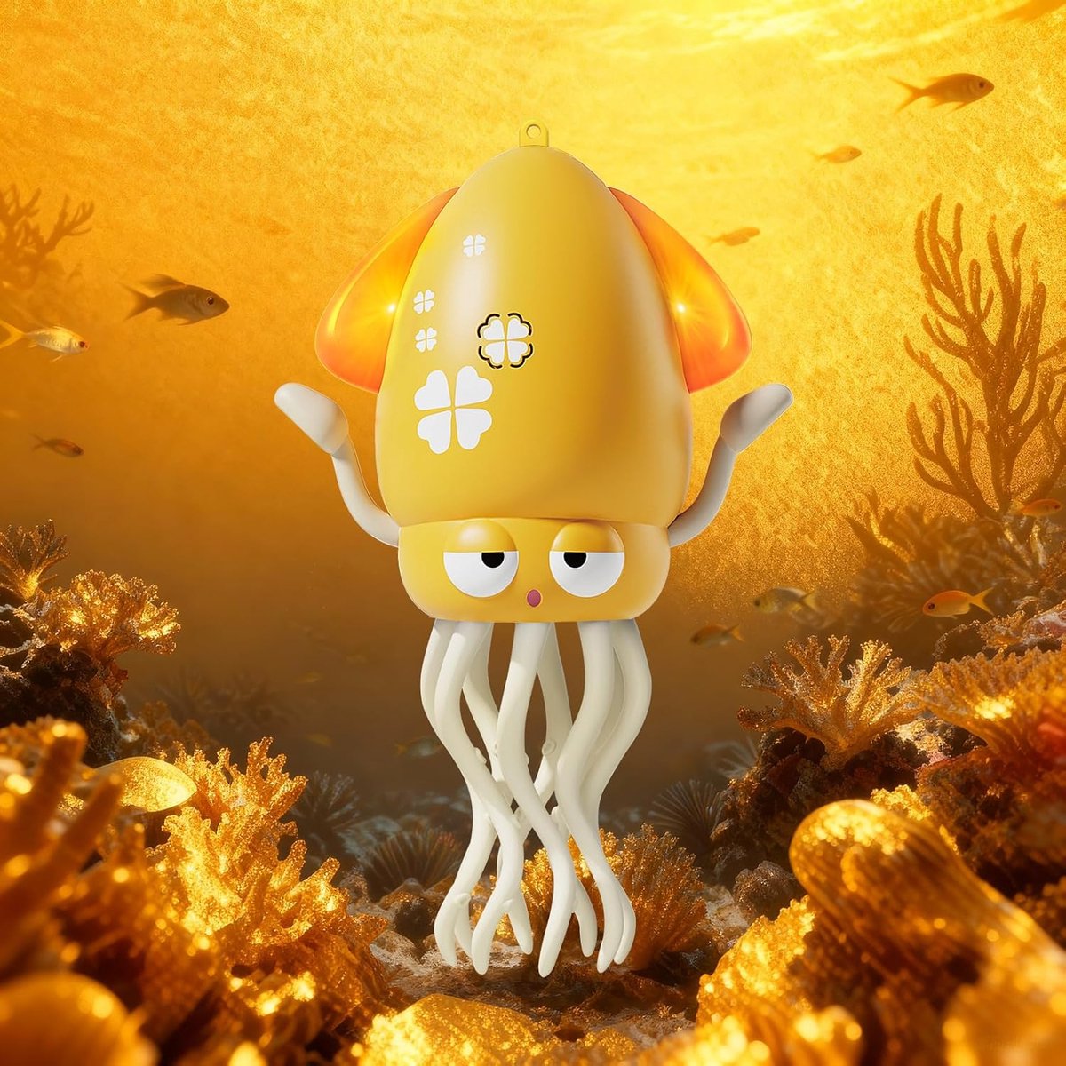 & kruipende octopus met LED-verlichting en muziek - automatisch zwaaiend muzikaal interactief speelgoed, grappig verjaardagscadeau (geel)
