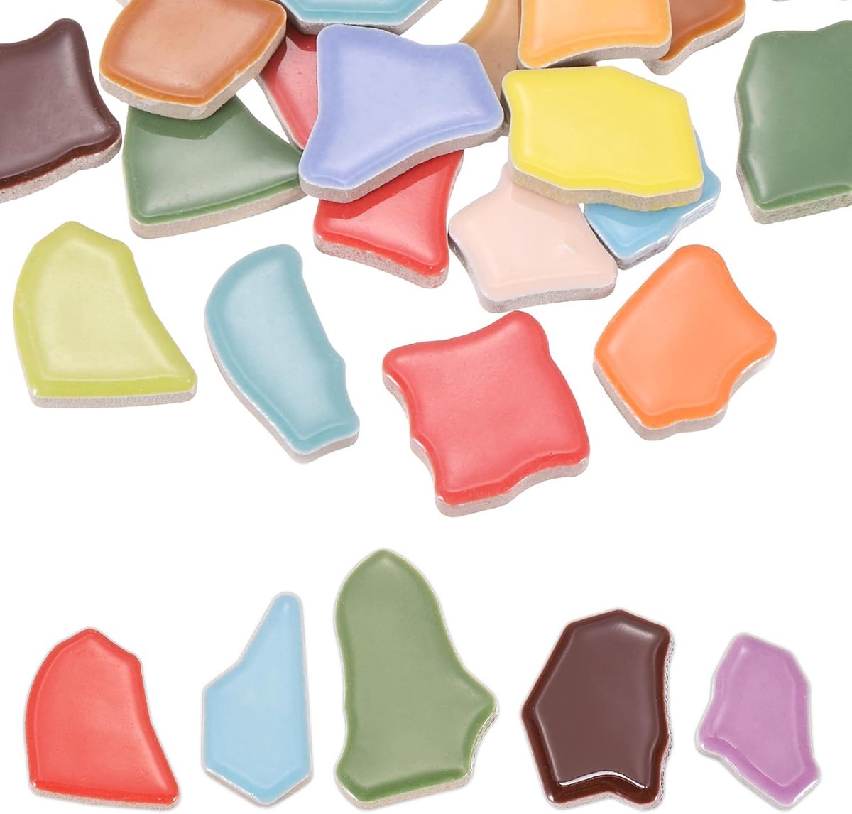 250g/0,45 lbs Onregelmatige Keramiek Mozaïek Tegels, 0.77"-1.5" Mozaïek Gebeitste Tegel Gebroken Porselein Stukken Stenen Bulk voor DIY Craft Maken Vazen Woondecoratie, Gemengde Kleuren
